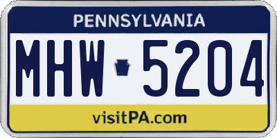 PA license plate MHW5204