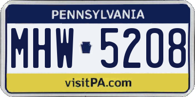PA license plate MHW5208