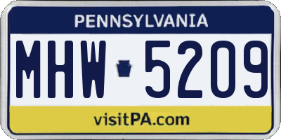 PA license plate MHW5209