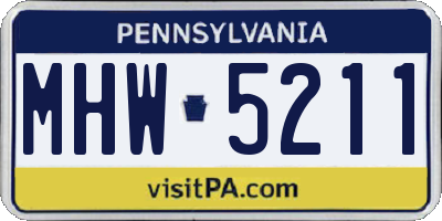 PA license plate MHW5211
