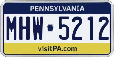 PA license plate MHW5212