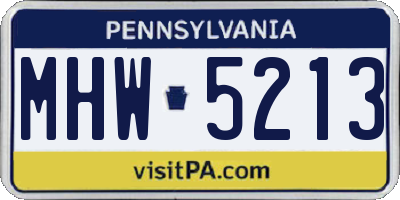 PA license plate MHW5213