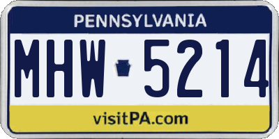 PA license plate MHW5214
