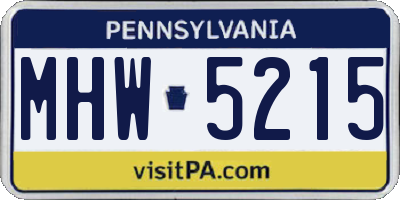 PA license plate MHW5215
