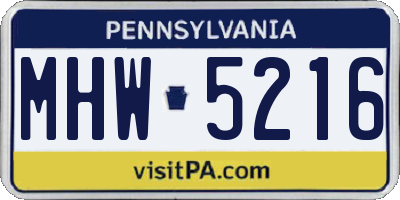 PA license plate MHW5216