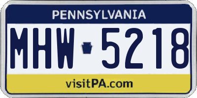 PA license plate MHW5218