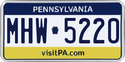 PA license plate MHW5220