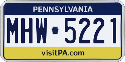 PA license plate MHW5221