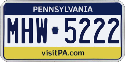 PA license plate MHW5222