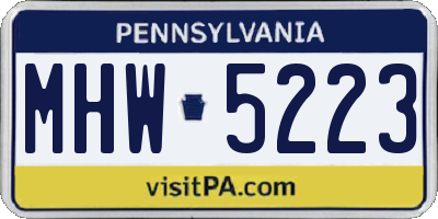PA license plate MHW5223