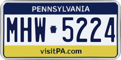 PA license plate MHW5224