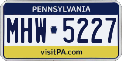 PA license plate MHW5227