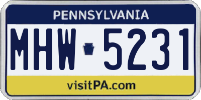 PA license plate MHW5231