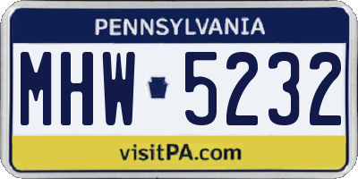 PA license plate MHW5232