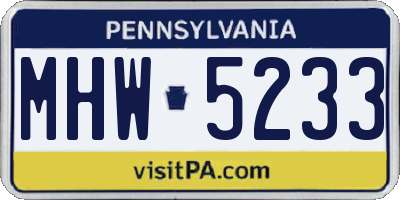 PA license plate MHW5233