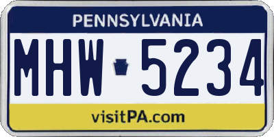 PA license plate MHW5234