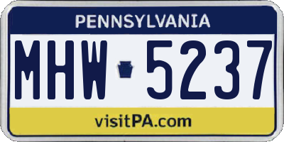 PA license plate MHW5237