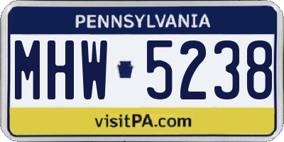 PA license plate MHW5238