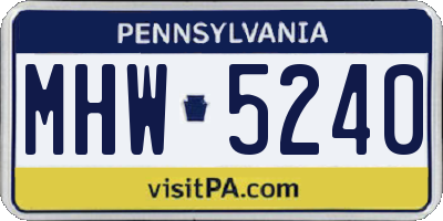 PA license plate MHW5240