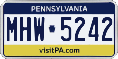 PA license plate MHW5242
