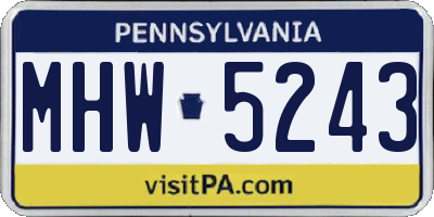 PA license plate MHW5243