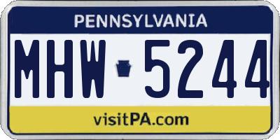 PA license plate MHW5244