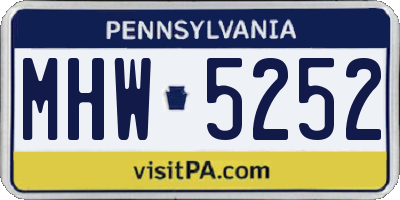 PA license plate MHW5252