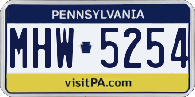 PA license plate MHW5254