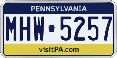 PA license plate MHW5257