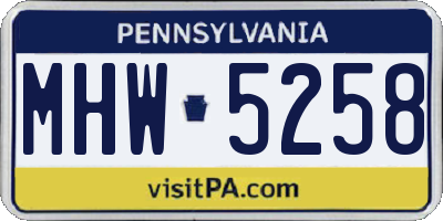 PA license plate MHW5258