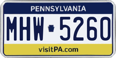 PA license plate MHW5260