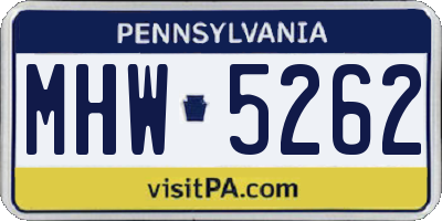 PA license plate MHW5262