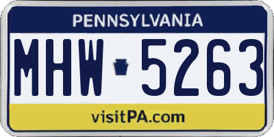PA license plate MHW5263