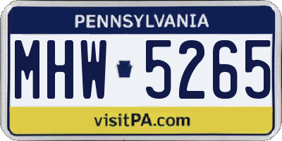 PA license plate MHW5265