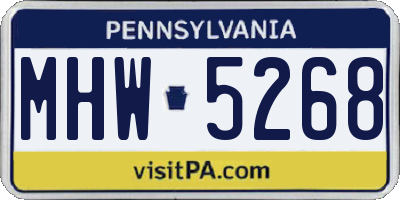 PA license plate MHW5268