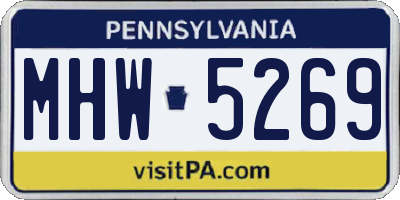 PA license plate MHW5269