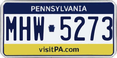 PA license plate MHW5273