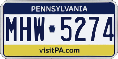 PA license plate MHW5274