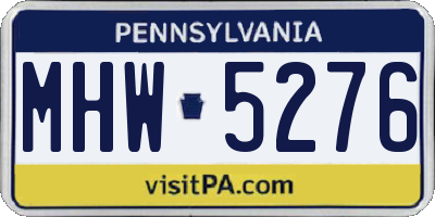 PA license plate MHW5276