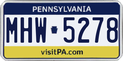 PA license plate MHW5278