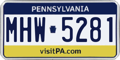 PA license plate MHW5281