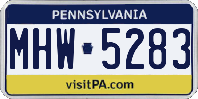 PA license plate MHW5283