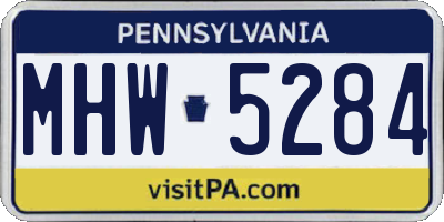 PA license plate MHW5284