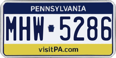 PA license plate MHW5286