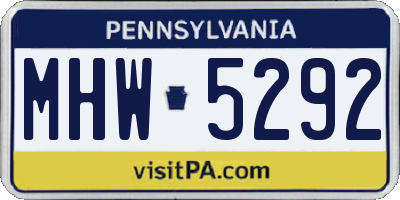 PA license plate MHW5292