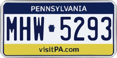 PA license plate MHW5293