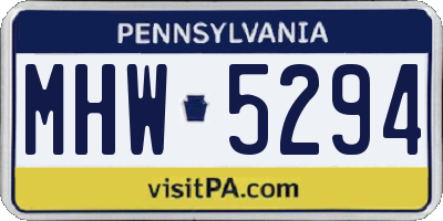 PA license plate MHW5294