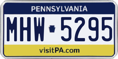 PA license plate MHW5295