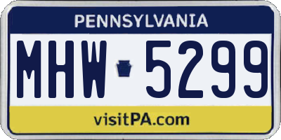 PA license plate MHW5299