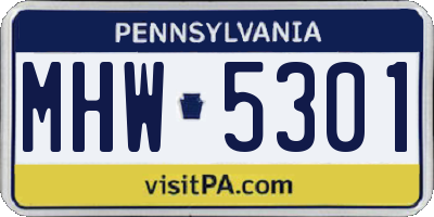 PA license plate MHW5301